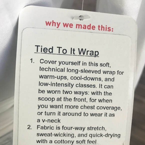 NWT WHITE LULULEMON TIED TO IT WRAP LONG SLEEVE 8 - Picture 4 of 8